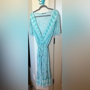 BloomChic Seafoam Green Printed Maxi Dress